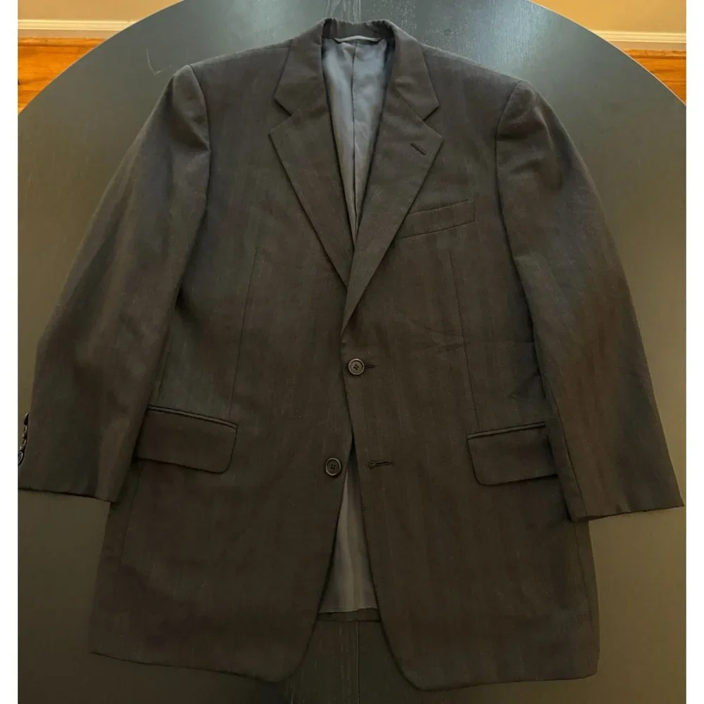 VTG Hickey Freeman Loro Piana Wool Sport Coat Men 41S‎ Herringbone Jacket Blazer